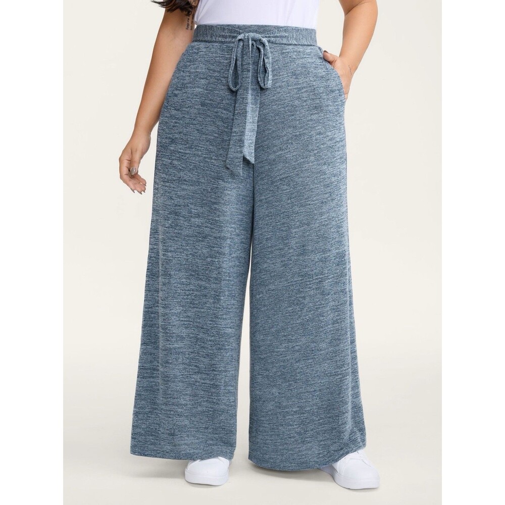 BloomChic Indigo Blue Curvy Lounge Trouser Wide-Leg Pants Soft Stretch 18-20 1X
